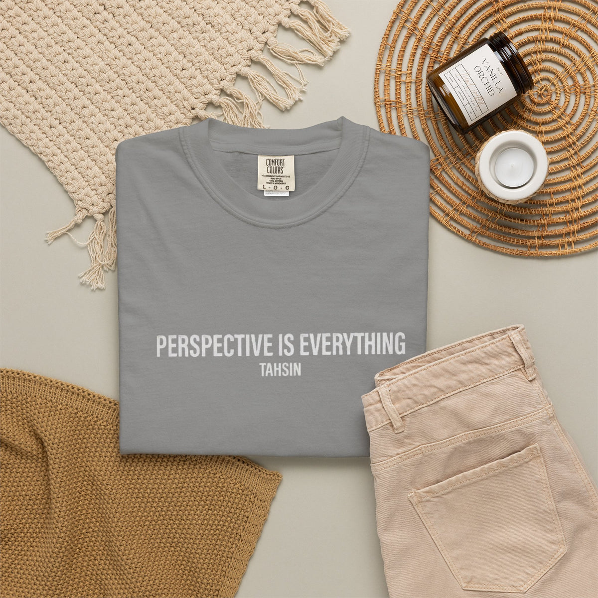 Tahsin "Perspective is Everything" Garment-Dyed Heavyweight Tee