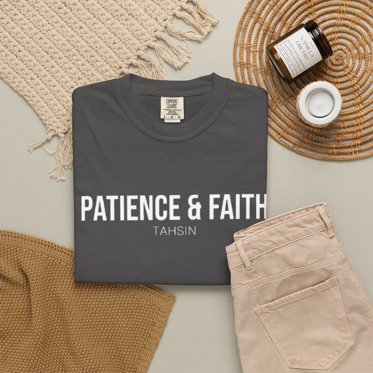 Minimalist TeeTahsin "Patience & Faith" Minimalist Streetwear Heavyweight T-Shirt