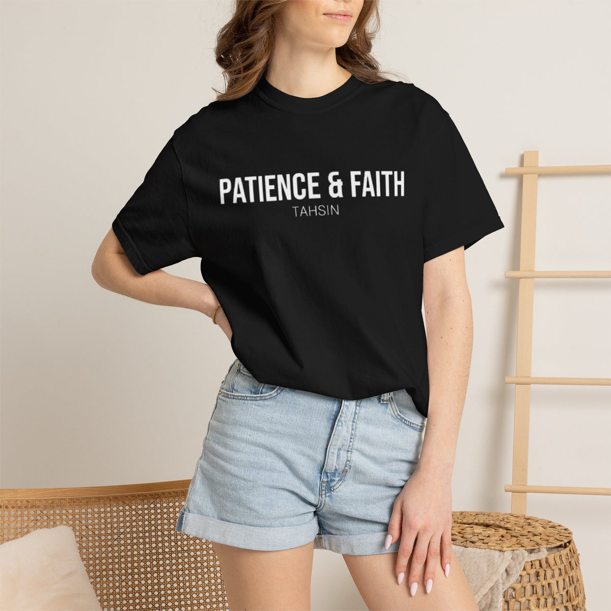 Minimalist TeeTahsin "Patience & Faith" Minimalist Streetwear Heavyweight T-Shirt