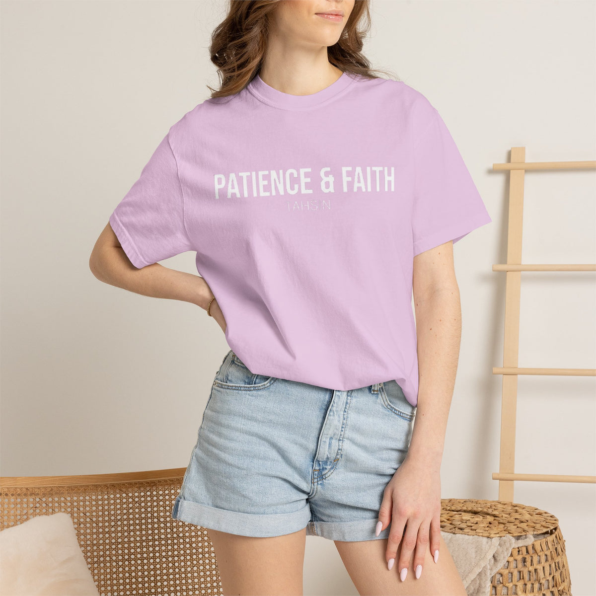 Minimalist TeeTahsin "Patience & Faith" Minimalist Streetwear Heavyweight T-Shirt