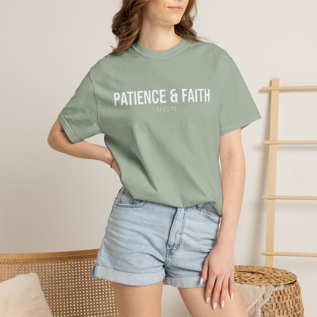 Minimalist TeeTahsin "Patience & Faith" Minimalist Streetwear Heavyweight T-Shirt