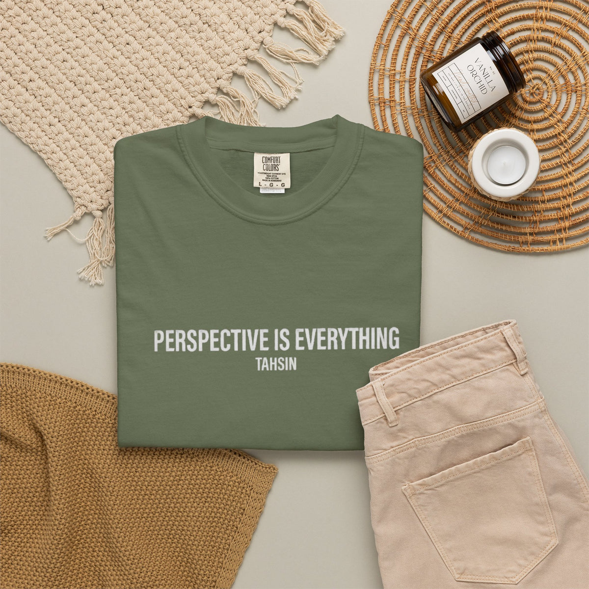 Tahsin "Perspective is Everything" Garment-Dyed Heavyweight Tee